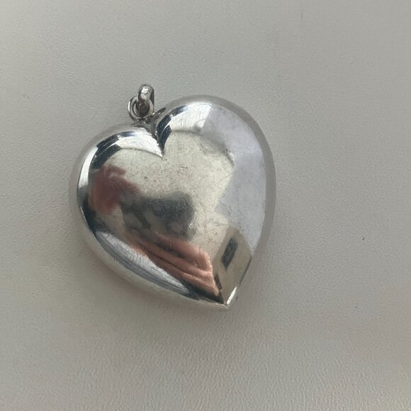 Vintage 925 Sterling Silver pendant Puffy Heart - Picture 5 of 6